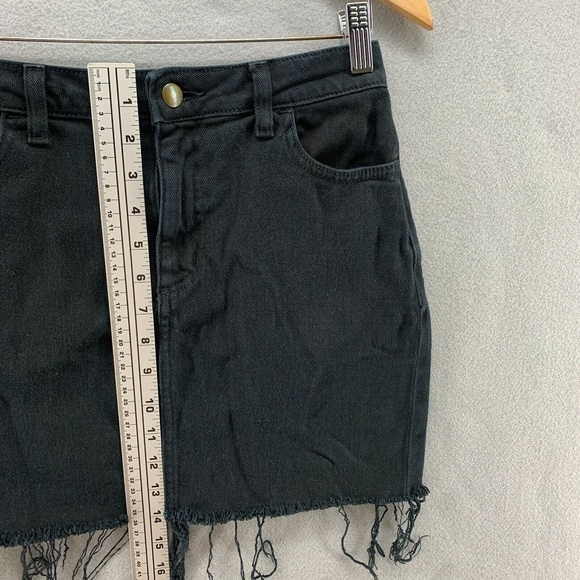 American Apparel Raw Hem Mini Jean Skirt Medium Grunge Rocker Goth Y2K 90s Retro - Picture 5 of 9